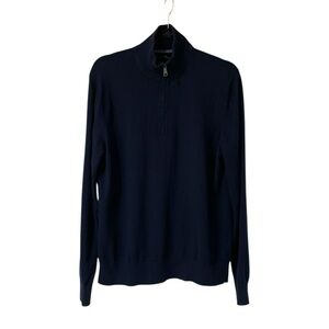 Banana Republic Men Sweater Size L Sleeve Cotton Cashmere Mock Neck Zipper Blue
